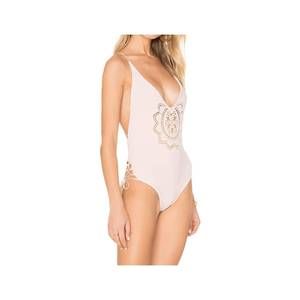 NEW SOAH women's sasha crochet one piece in dusty rose
